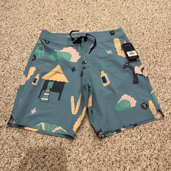 NWT Roark Agave Blue Passage 18" Viaje Board Shorts Sz 28 Outdoor Beach Gorpcore - Picture 1 of 6